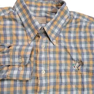 Vintage Gitman Bros Shirt Mens XL Orange Blue Button Up Casual USA